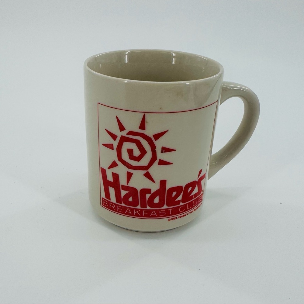 Vintage 90s Hardee's Breakfast Club Sun Coffee Mug Cup‎ Advertising